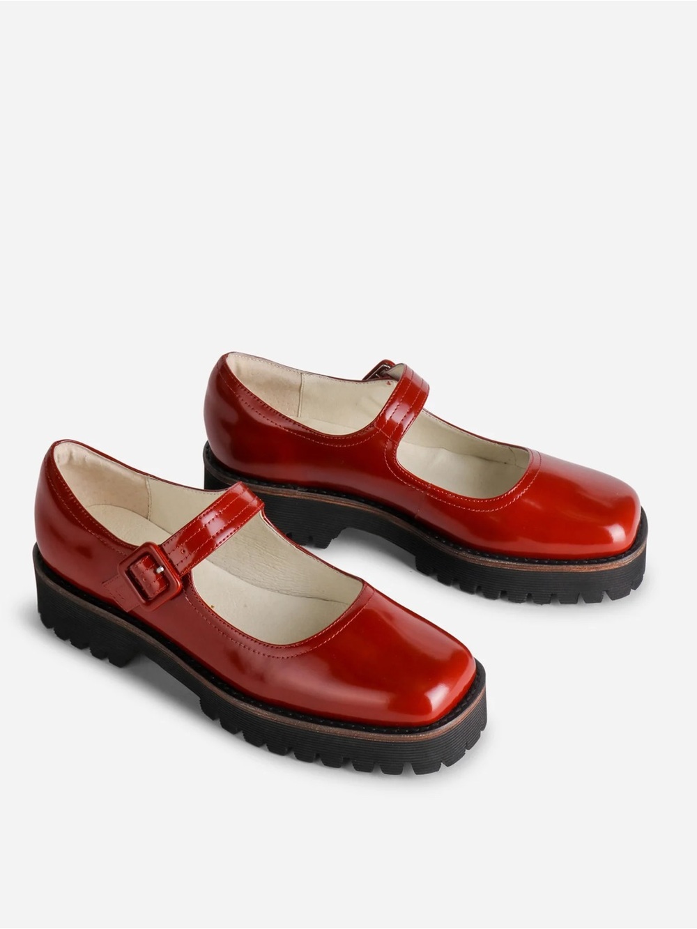 INTENTIONALLY BLANK VERONICA BOX LEATHER LUG SOLE MARY JANE - Picture 2 of 5